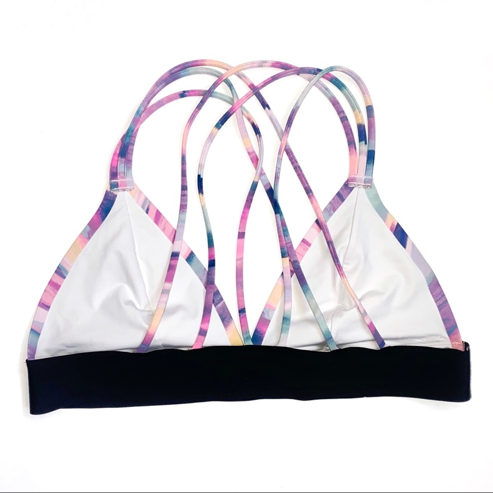 Pink Victoria’s Secret pink purple blue black criss cross strappy back bralette - Picture 2 of 6